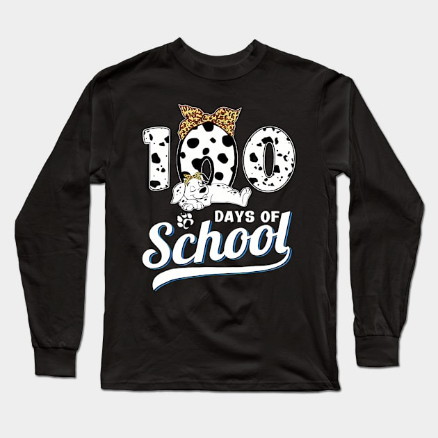 100 Days Of School Dalmatian Dog Boys Girls 100 Days Smarter Long Sleeve T-Shirt by Saboia Alves